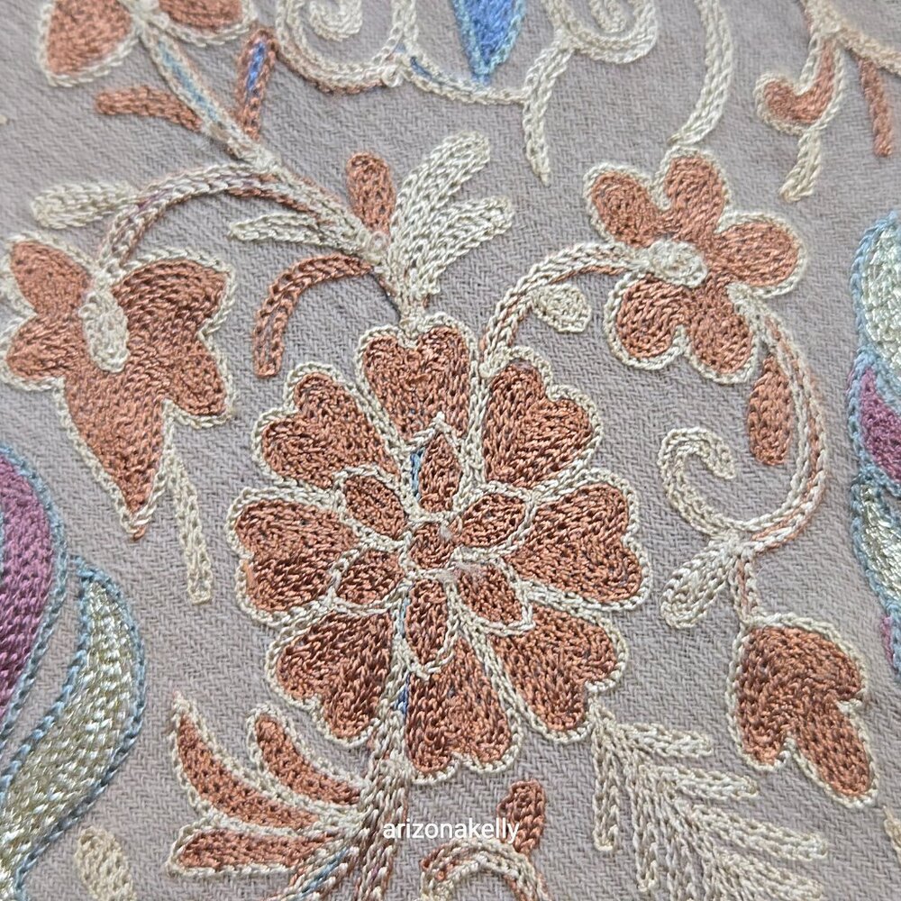 NWOT Ahujasons Wool Scarf Chain Stitch Embroidery - Picture 4 of 17